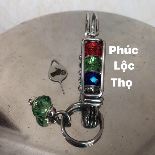 Móc khóa PHÚC LỘC THỌ gắn đá phong thủy tài lôc